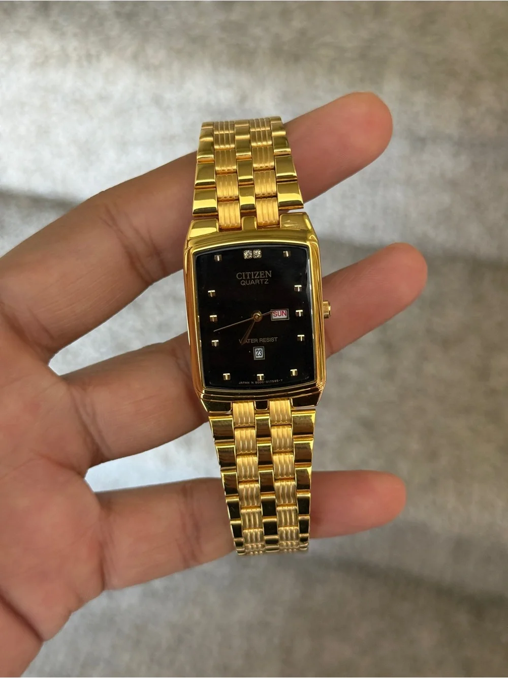 Citizen Gold Classic Tone Watch with Black Dial Mens Watch